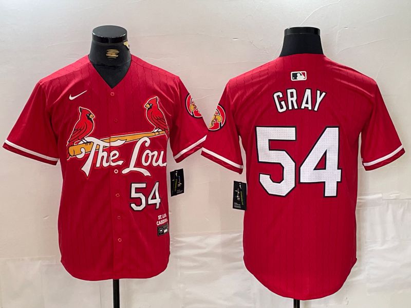 Men St.Louis Cardinals #54 Gray Red City Edition 2024 Nike MLB Jersey style 1